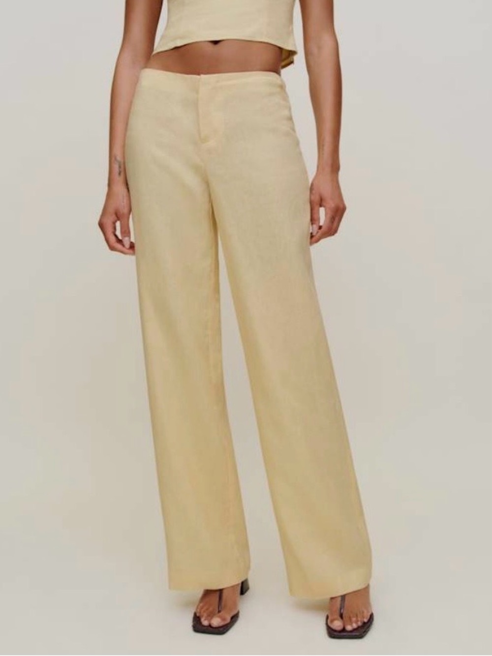 NWT Reformation Petites Vida Linen Low Rise Pant